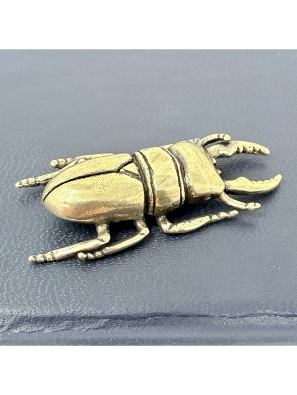 Brass Beetle Miniature Protection Totem Altar Decor Spirit Animal 70s Style - Picture 3 of 6